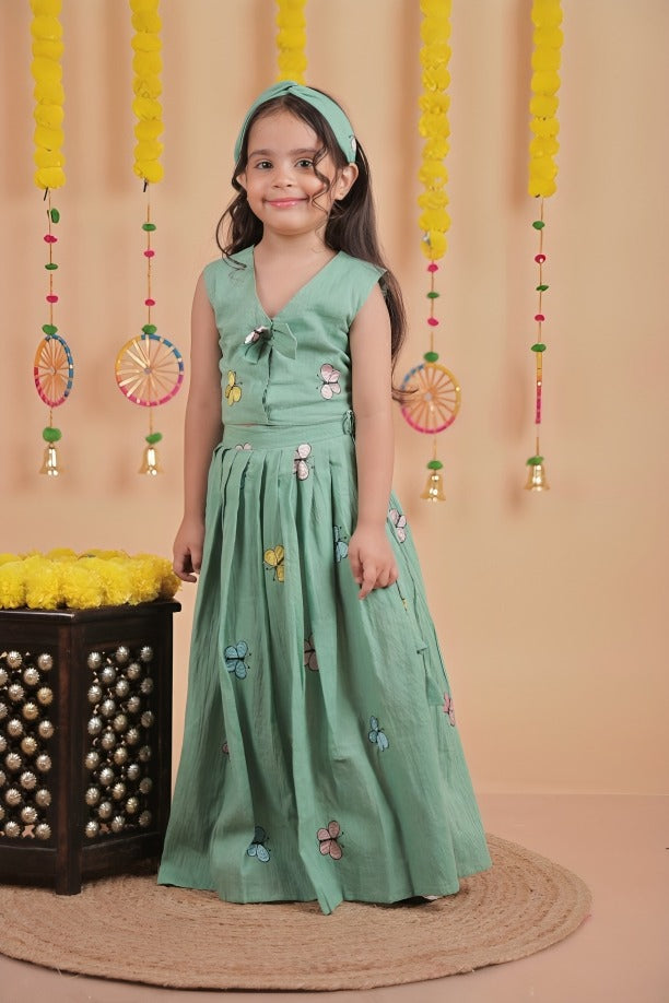 Kids Girls Embroidered Lehenga Choli Set – Festive Ethnic Wear