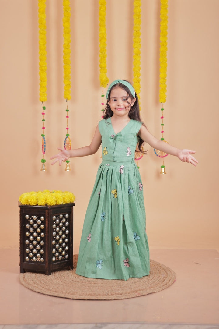 Kids Girls Embroidered Lehenga Choli Set – Festive Ethnic Wear