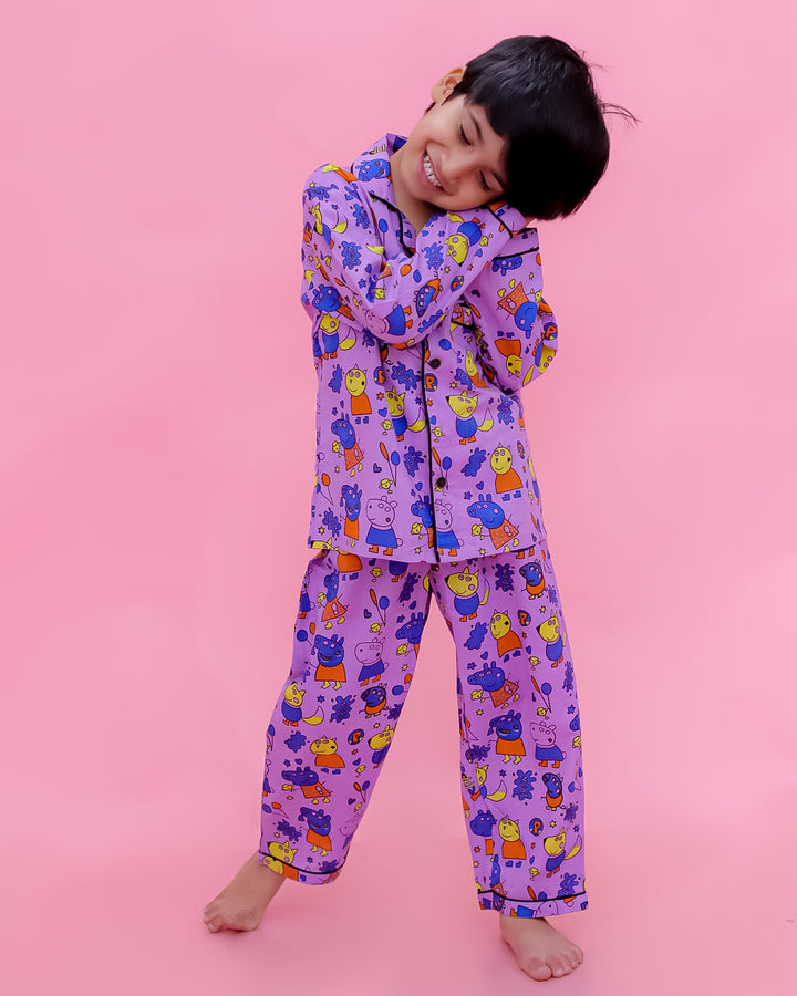 Pure Cotton Printed Kids Night Suits -Unbind