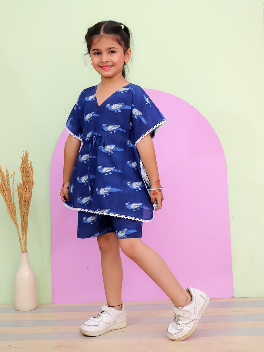 Trendy Kids Girls Cotton Kaftan Outfit – Relaxed Fit