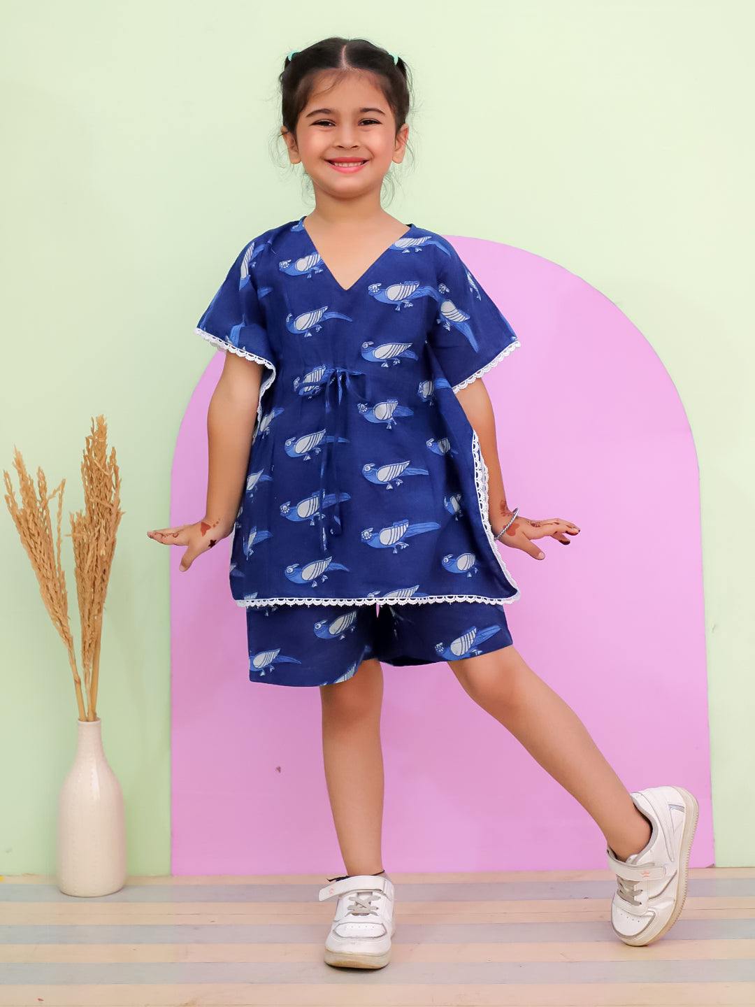 Trendy Kids Girls Cotton Kaftan Outfit – Relaxed Fit