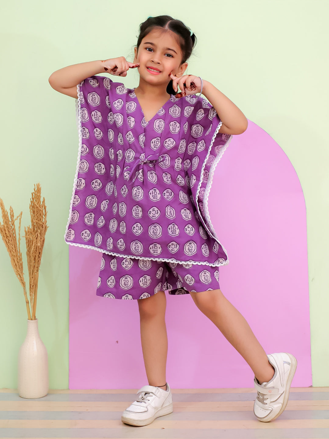 Girls Printed Kaftan Set – Perfect for Vacations, Parties & Daily Wear