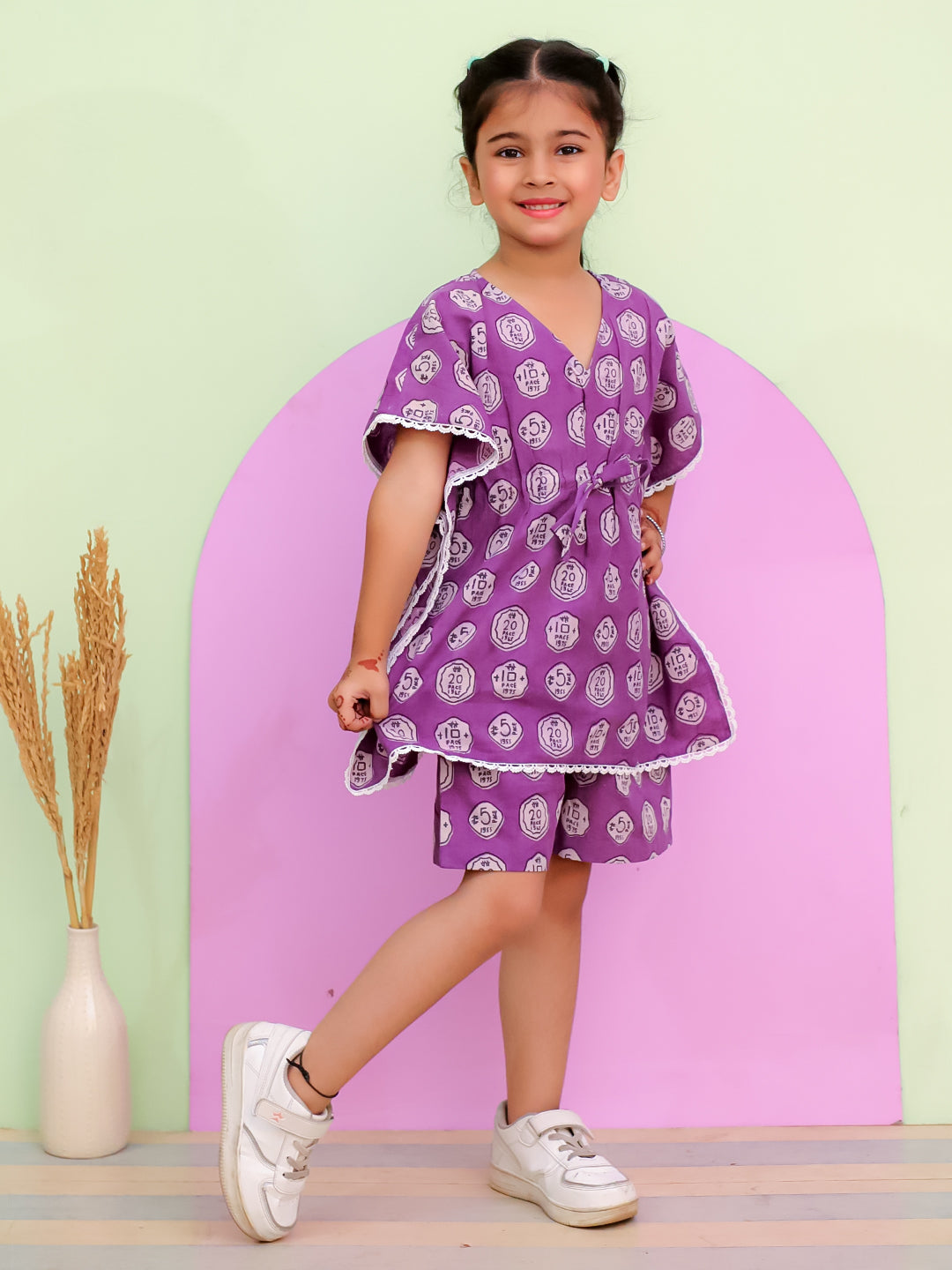 Girls Printed Kaftan Set – Perfect for Vacations, Parties & Daily Wear
