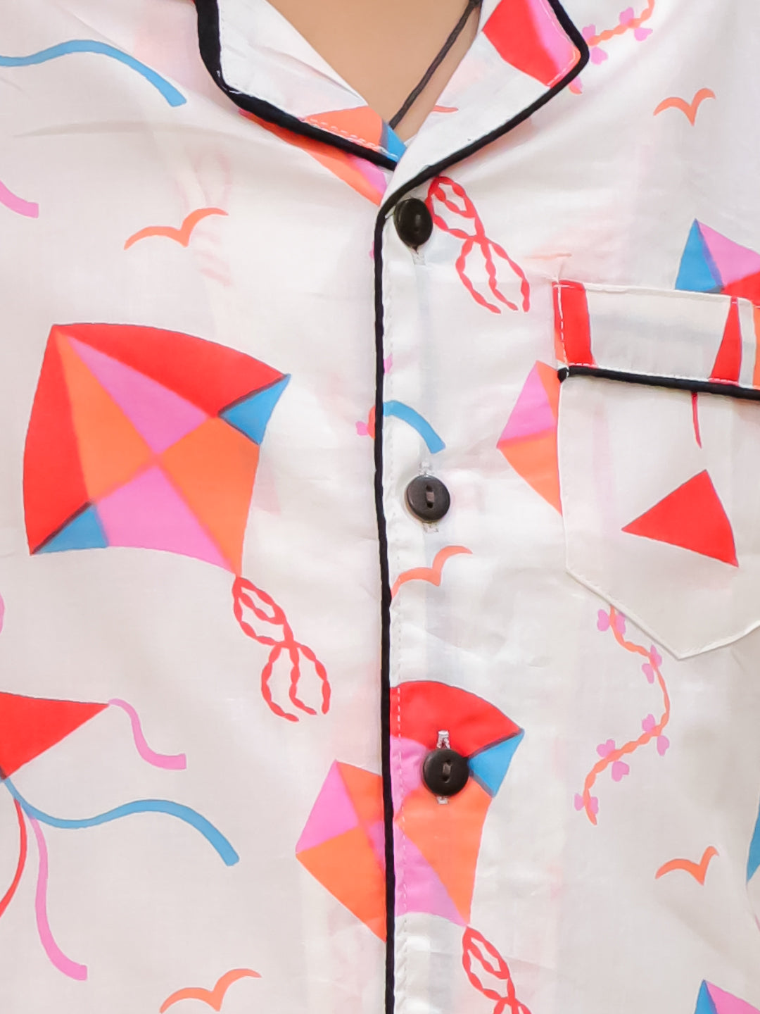 Boys White Kite Print Cotton Night Suit Set _ Unbind