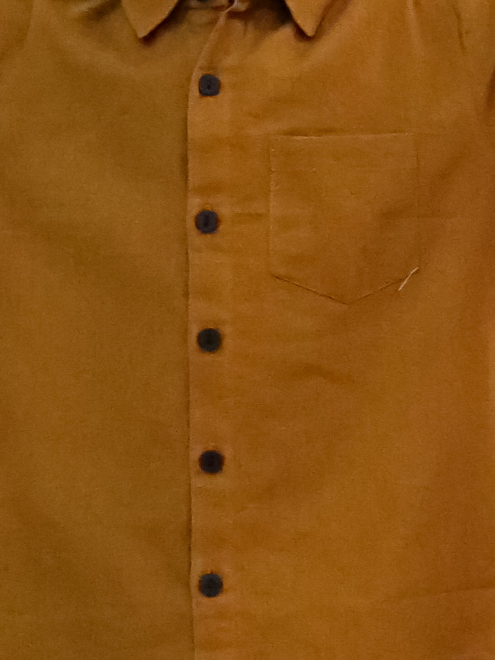 "Boys Mustard Cotton Flex Co-ord Set – Half Sleeve Shirt & Shorts"