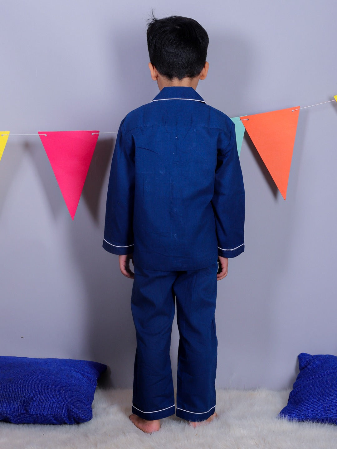 Unbind Boys Cotton Night Suit | Navy Blue Pajama Set
