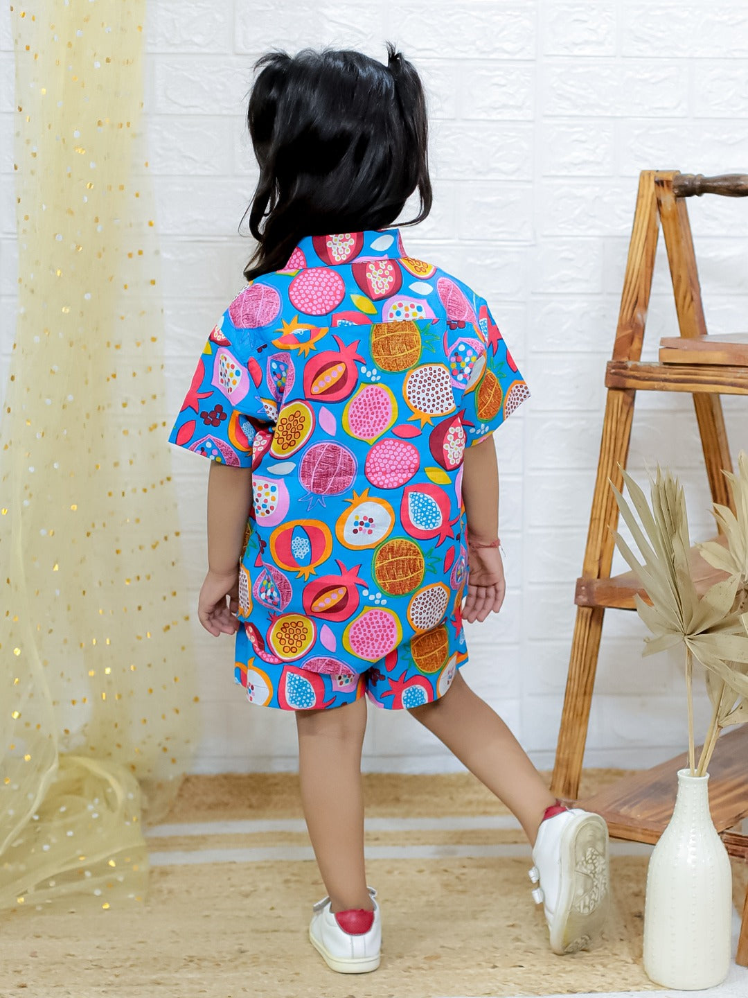 Unbind Girls Colorful Cotton Co-Ord Set | Summer Shirt & Shorts