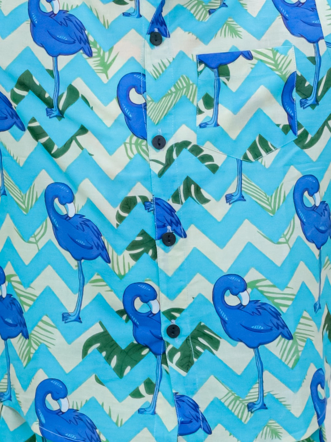 Unbind Boys Blue Tropical Co-Ord Set | Cotton Shirt & Shorts Combo