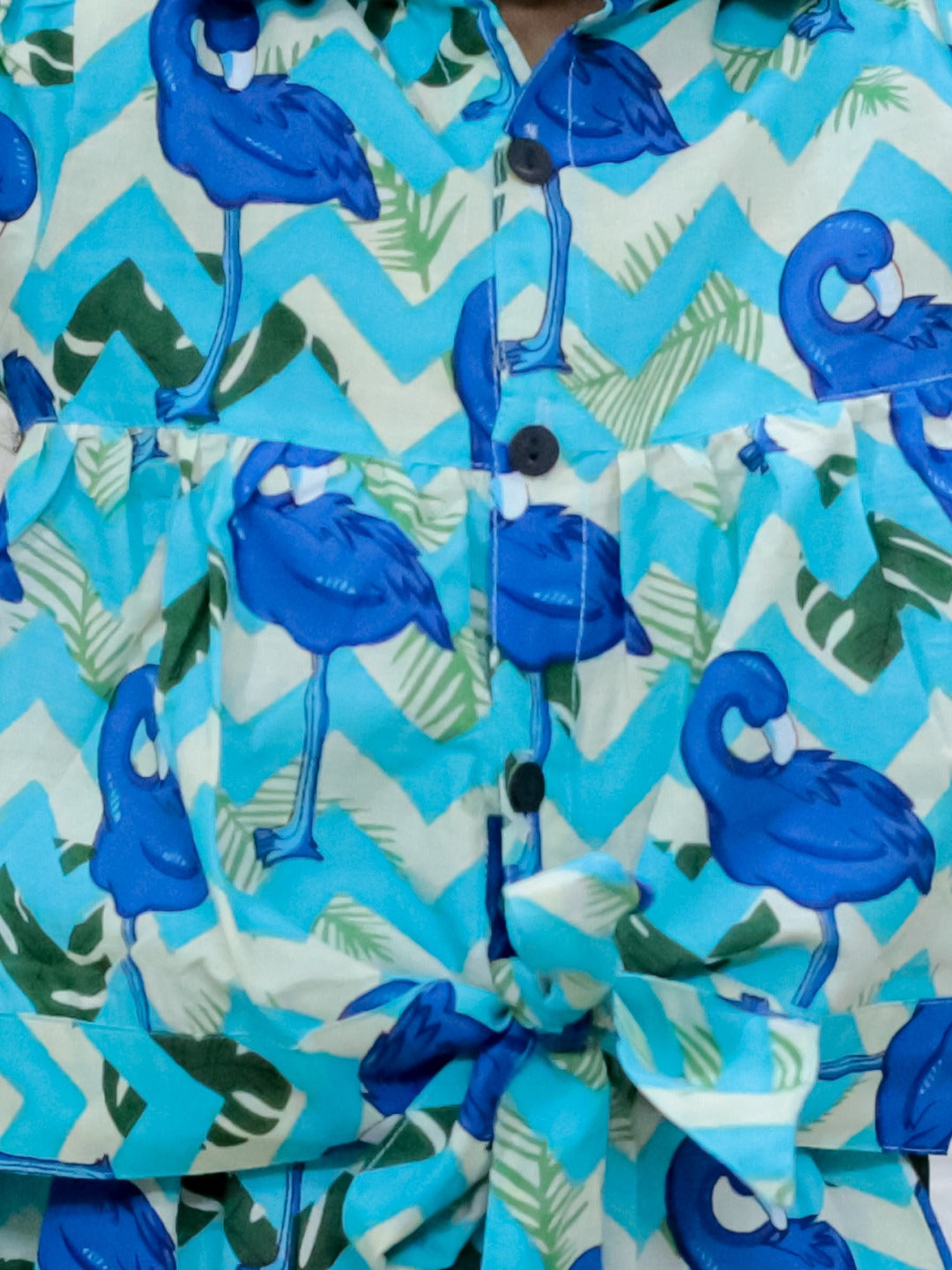 Unbind Girls Blue Tropical Co-Ord Set | Stylish Cotton Shirt & Pants