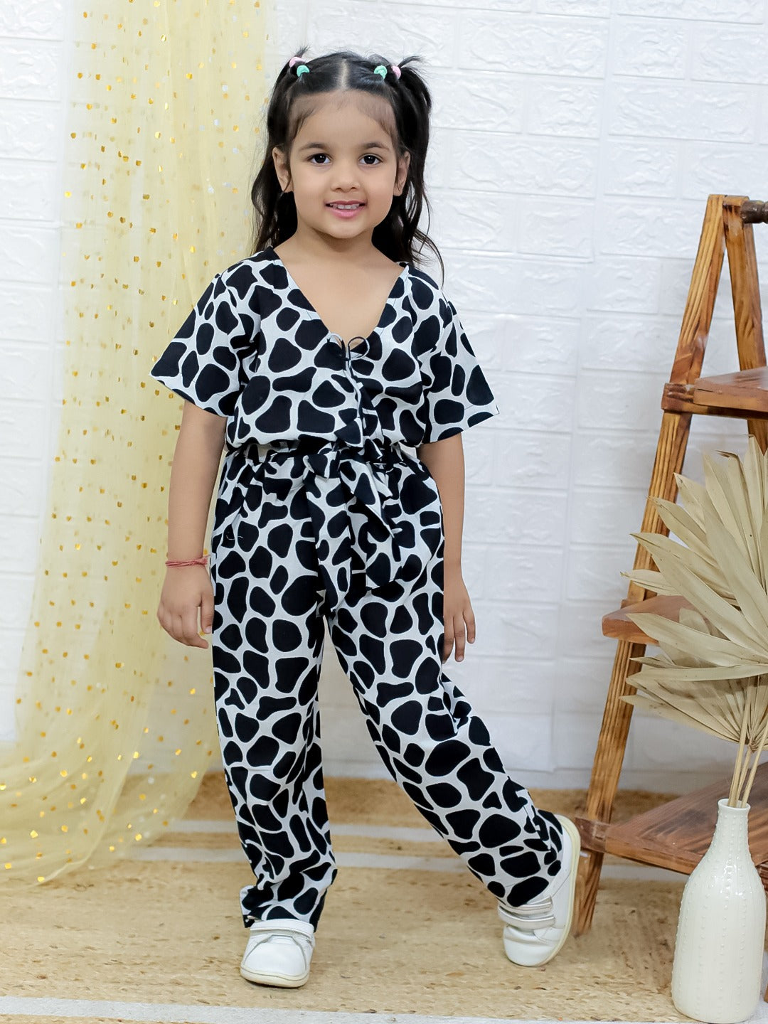 Unbind Girls Black & White Abstract Co-Ord Set