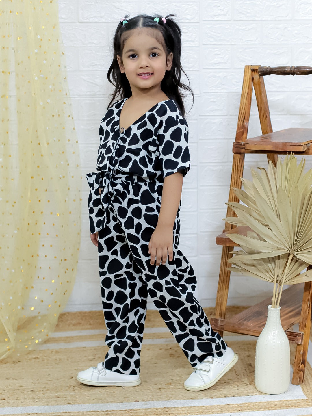 Unbind Girls Black & White Abstract Co-Ord Set