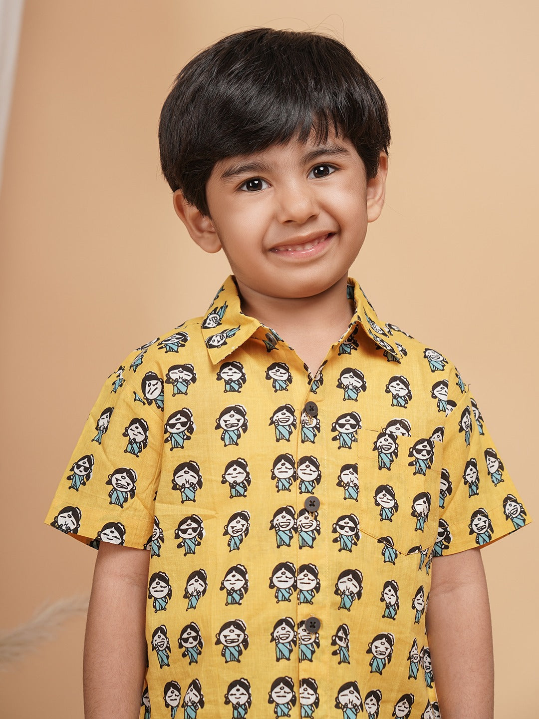 Unbind Boys' Yellow Cartoon Print Co-ord Set | Fun & Playful Style