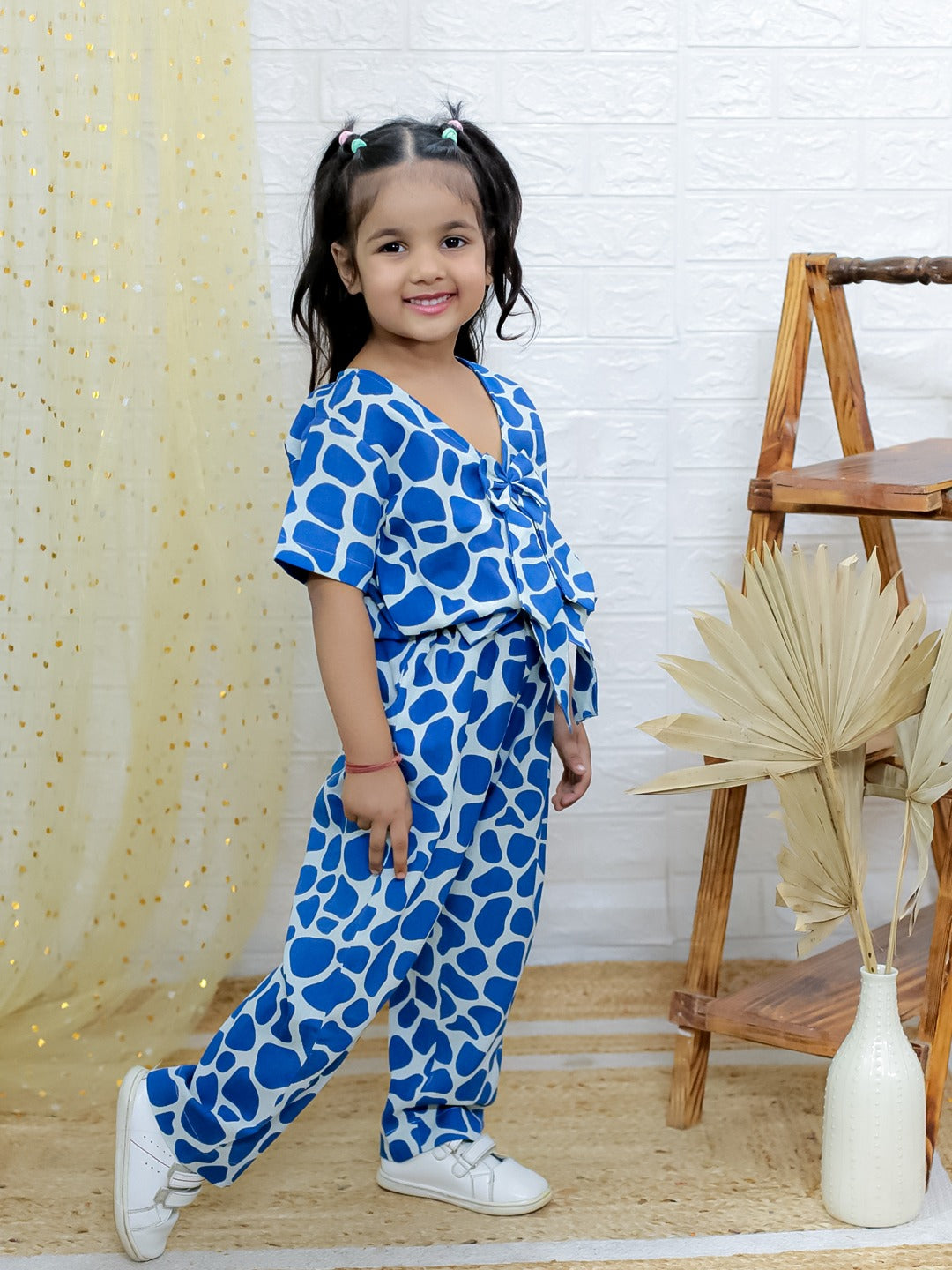 Unbind Girls Blue Giraffe Print Co-Ord Set