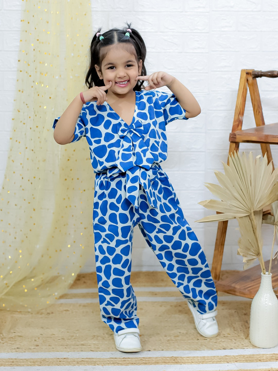 Unbind Girls Blue Giraffe Print Co-Ord Set