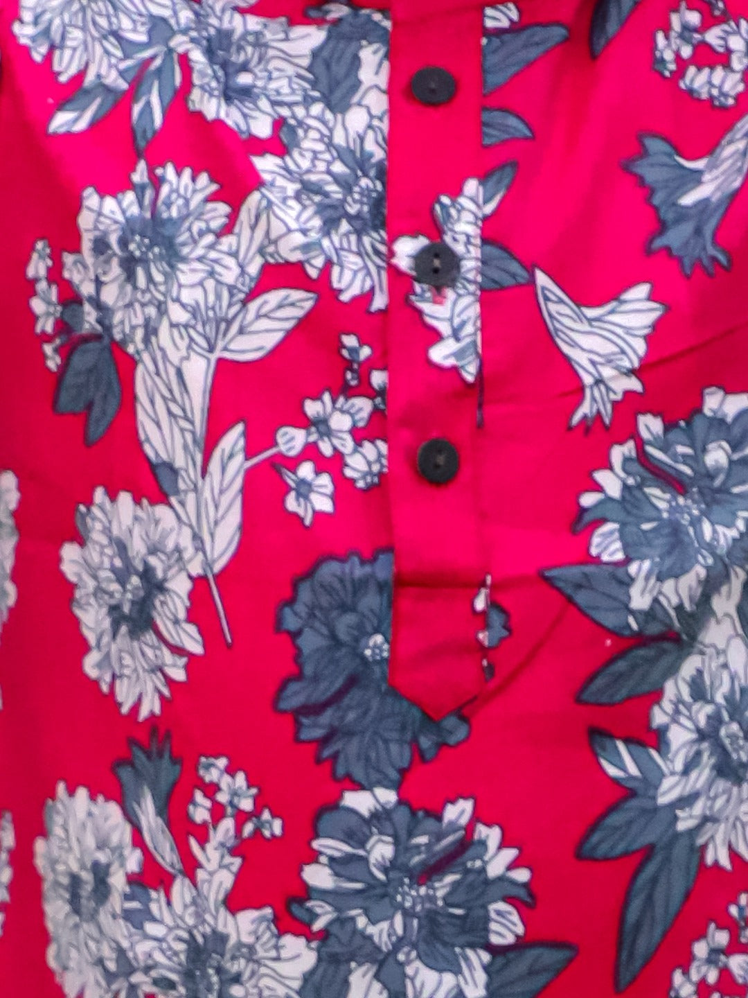 Unbind Red & Blue Floral Printed Kurta Pajama Set for Boys