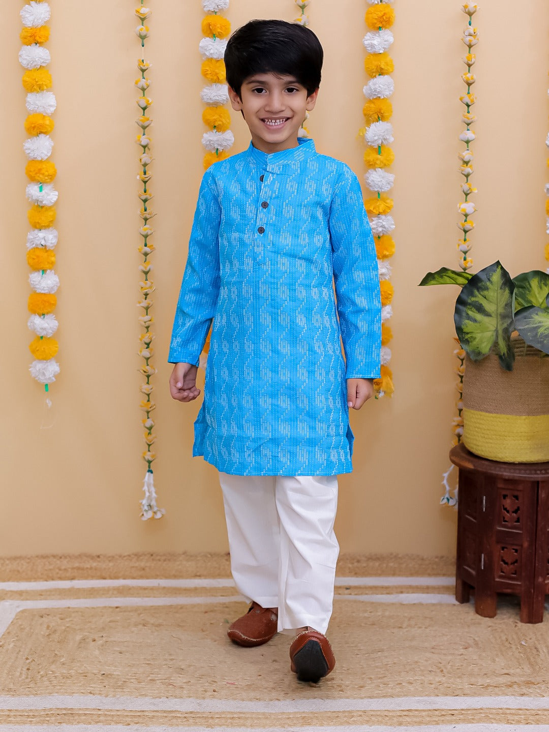 "Skyline Charm – Boys' Light Blue Festive Kurta Set"