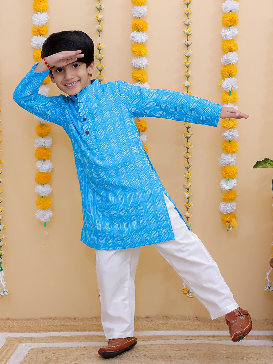 "Skyline Charm – Boys' Light Blue Festive Kurta Set"