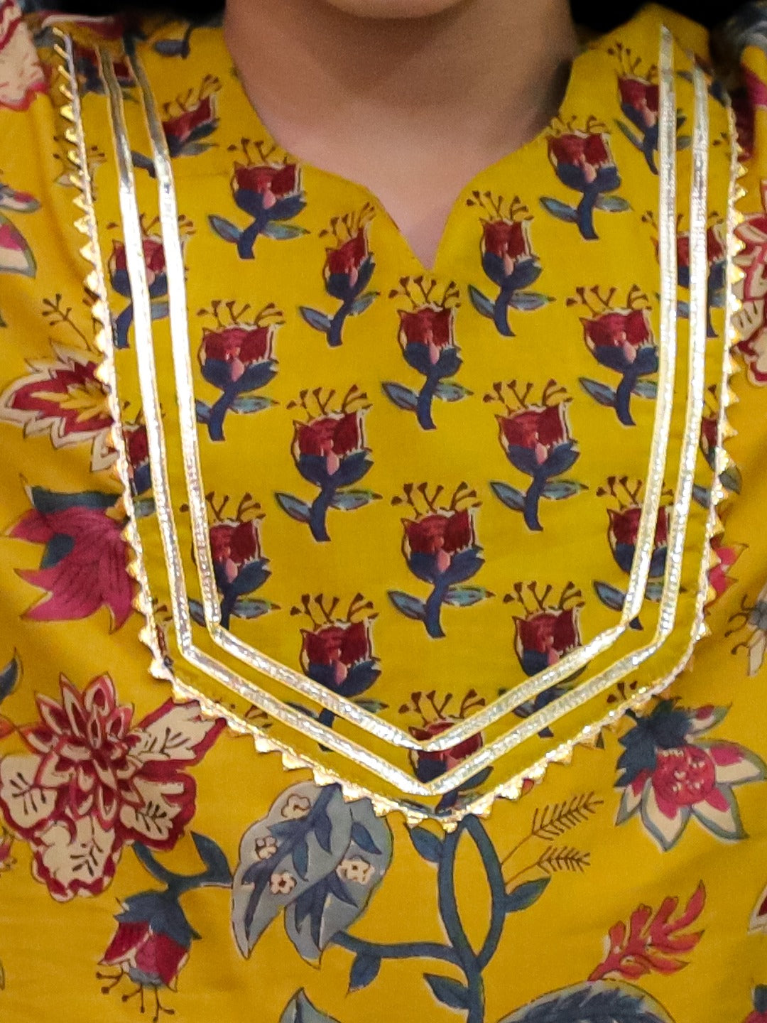 Unbind Mustard Floral Printed Kurta Set for Girls