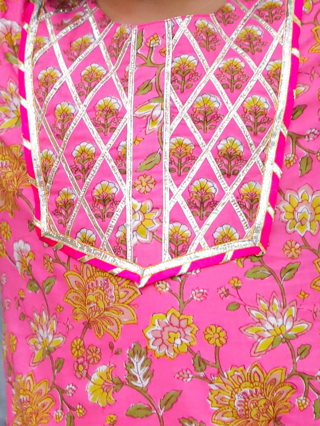 Unbind Pink Floral Kurta Set for Girls – Festive Ethnic Wear