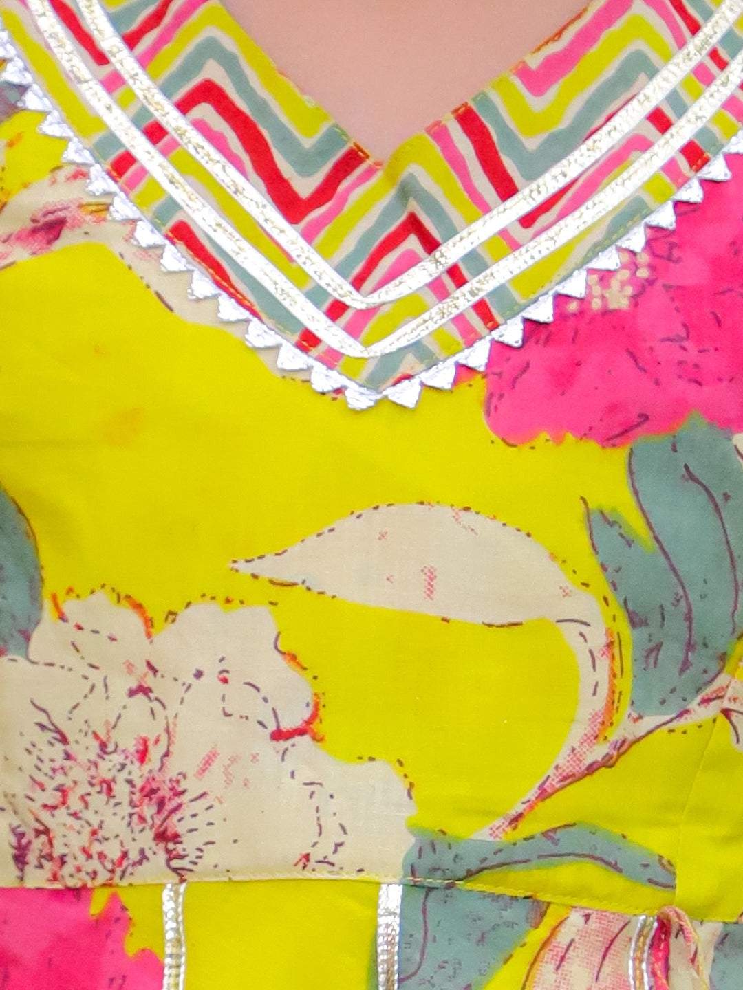 Unbind Girls Yellow Floral Kurta & Pant Set – Festive Ethnic Outfit