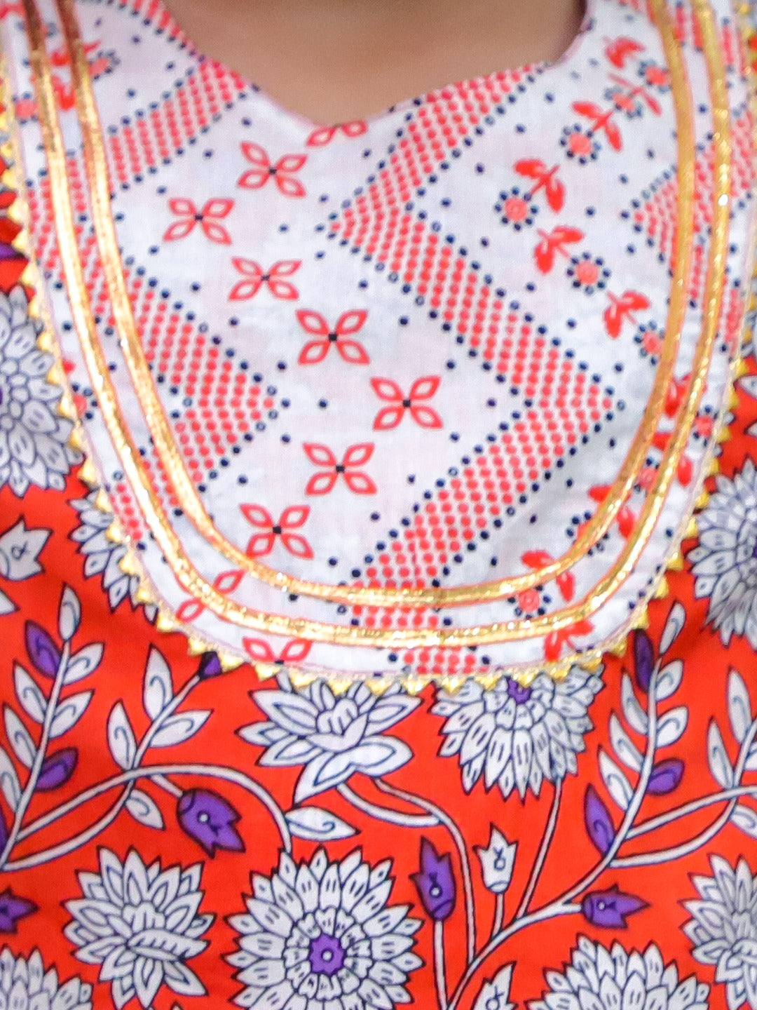 Unbind Girls Red Floral Kurta Set | Festive Indian Wear for Kids