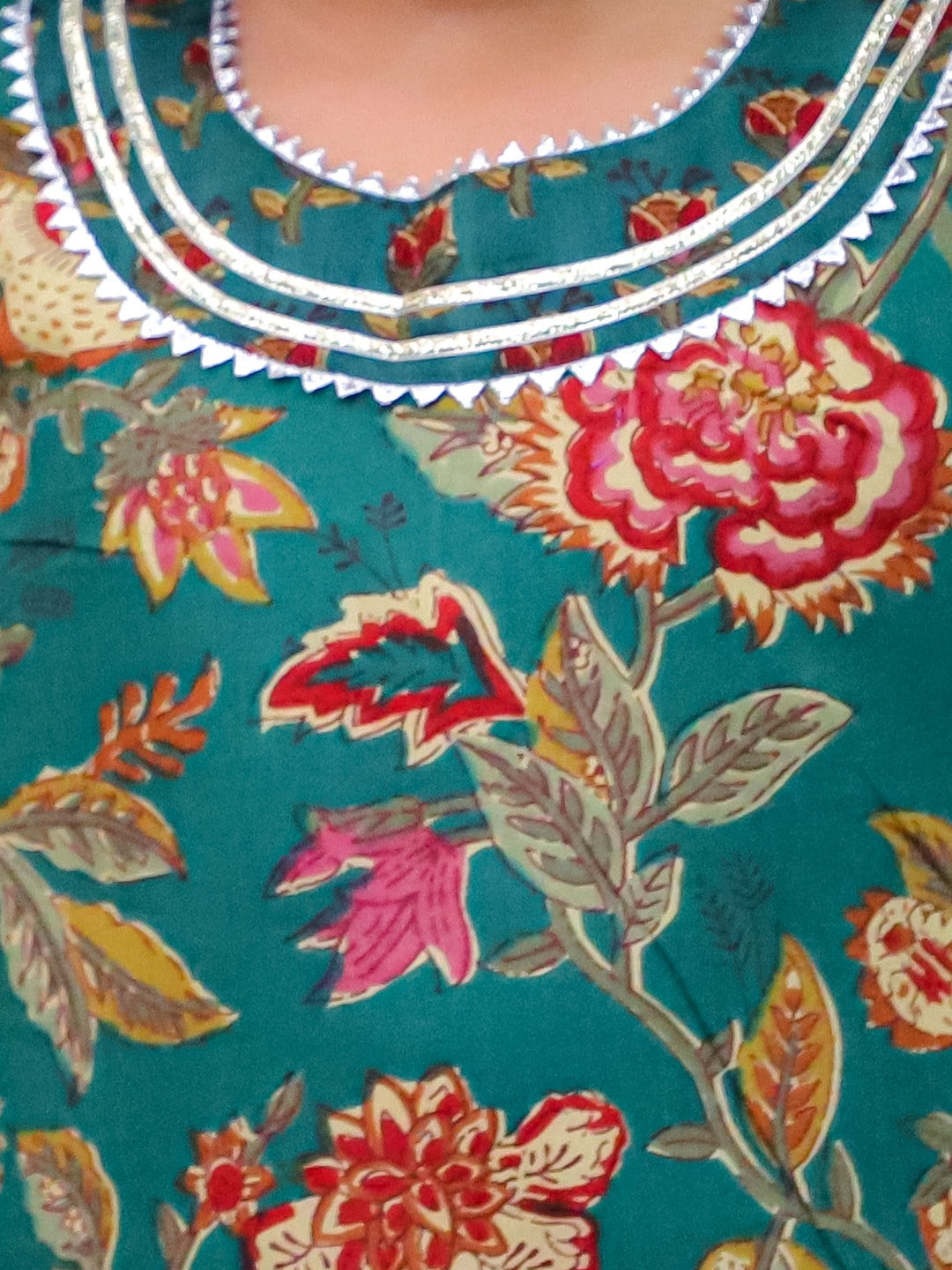 Unbind Girls Teal Floral Kurta Set | Festive Indian Kids Outfit