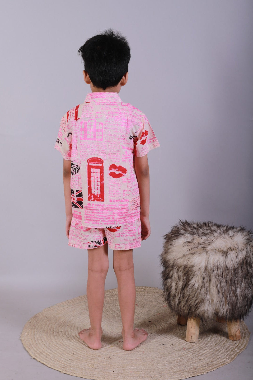 Unbind Boys Pink Printed Co-Ord Set – Trendy Summer Outfit for Kids