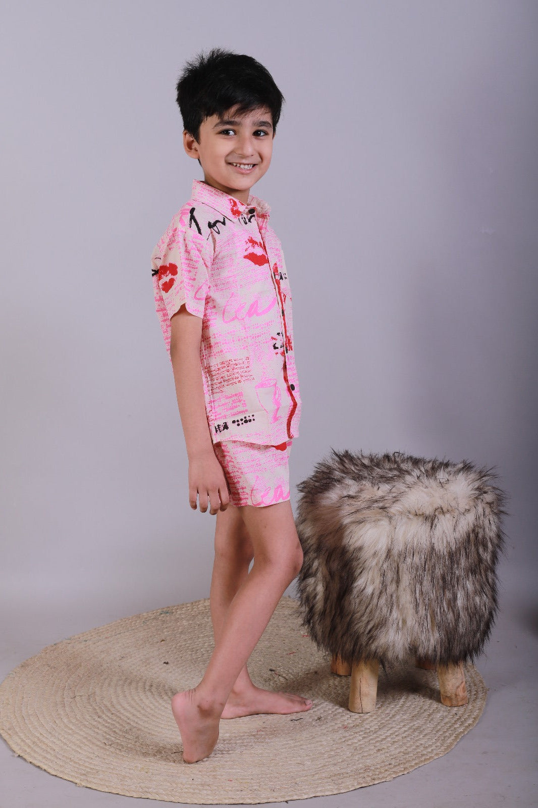 Unbind Boys Pink Printed Co-Ord Set – Trendy Summer Outfit for Kids