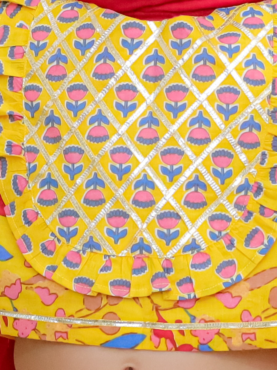Unbind Girls Yellow Floral Lehenga Choli Set | Festive Ethnic Wear