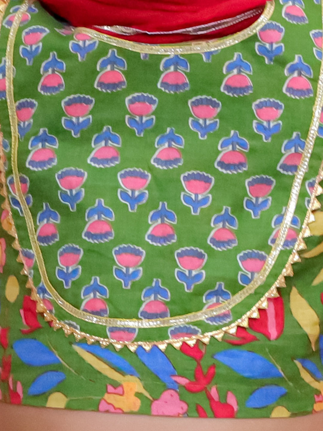 Unbind Girls Green Floral Lehenga Choli Set | Traditional Festive Wear