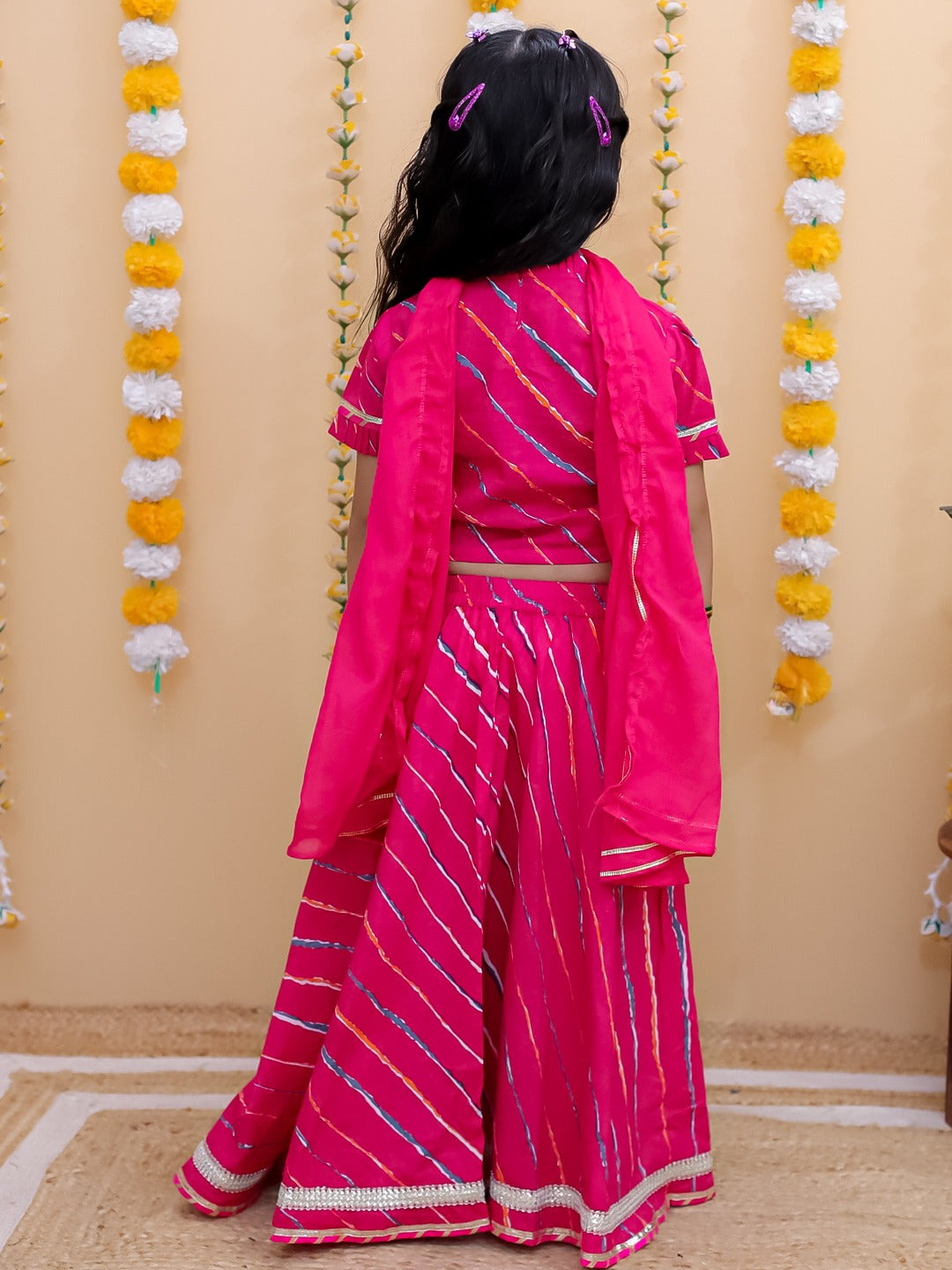 Unbind Girls Pink Bandhani Lehenga Choli Set | Festive Ethnic Wear