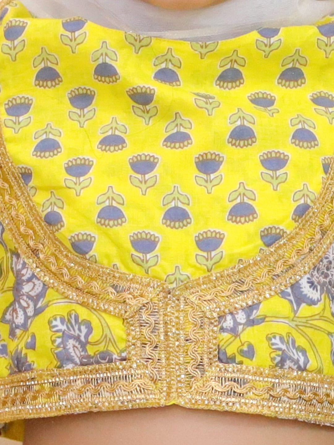 "Sunshine Bloom – Girls' Yellow Floral Lehenga Choli Set"