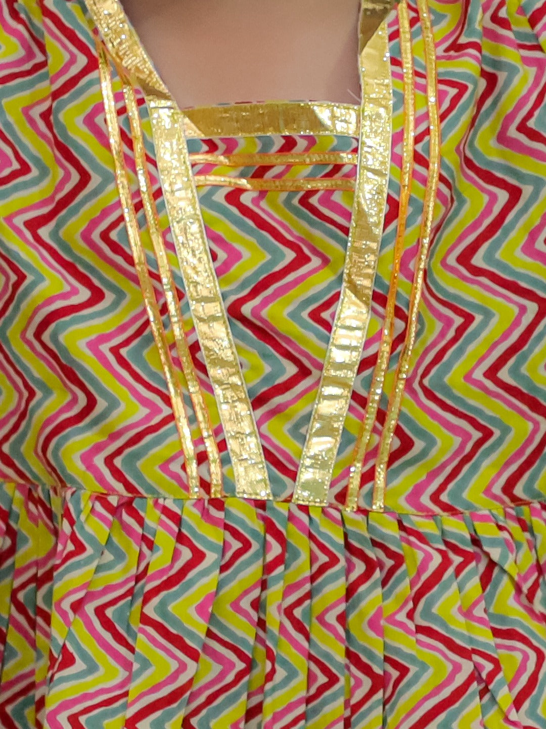 Unbind Girls Multicolor Zigzag Kurta Sharara Set | Festive Ethnic Wear