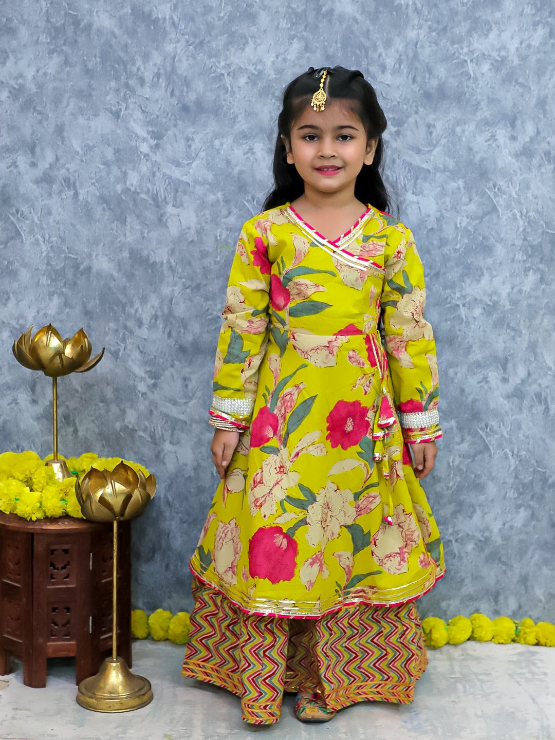 Unbind Yellow Floral Kurta & Colorful Sharara for Girls