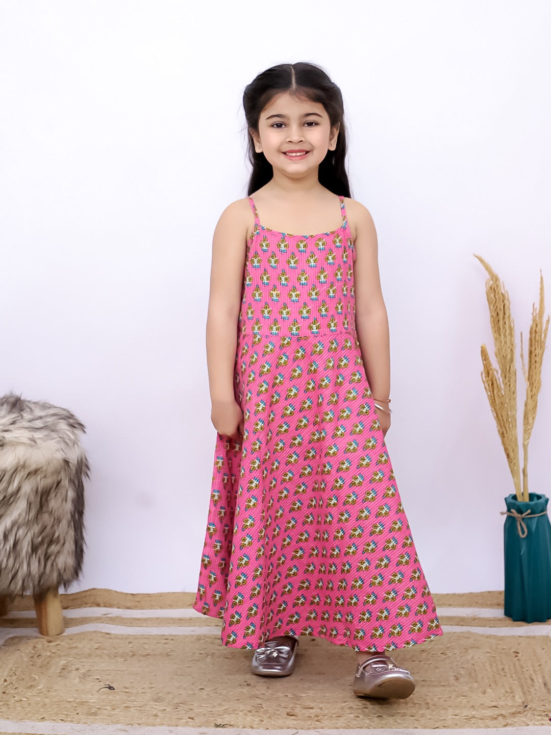 Unbind Girls' Pink Floral Dress with Detachable Jacket