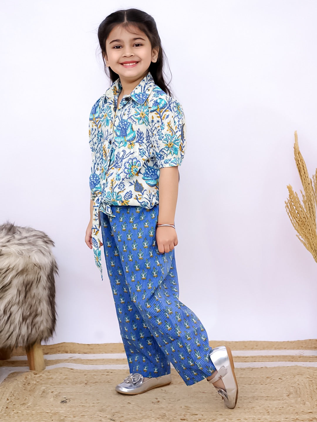 Girls Printed Ethnic Co-Ord Set - Cotton Festive Wear