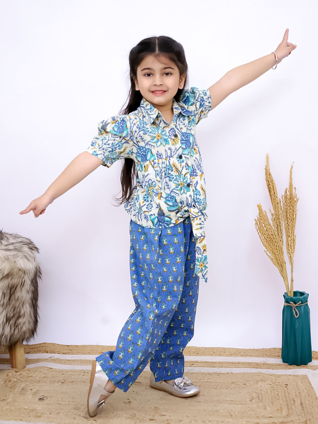 Girls Printed Ethnic Co-Ord Set - Cotton Festive Wear