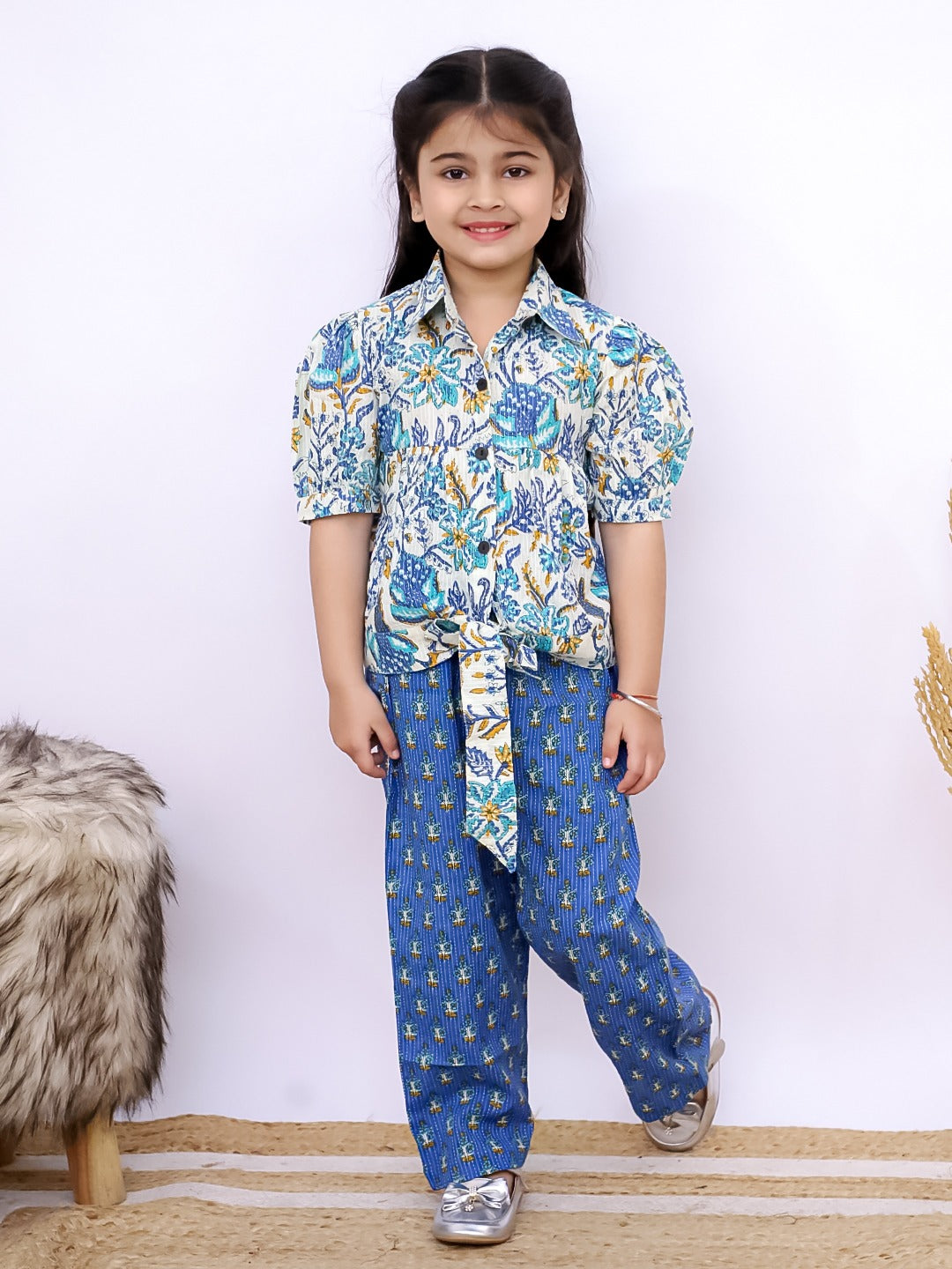 Girls Printed Ethnic Co-Ord Set - Cotton Festive Wear