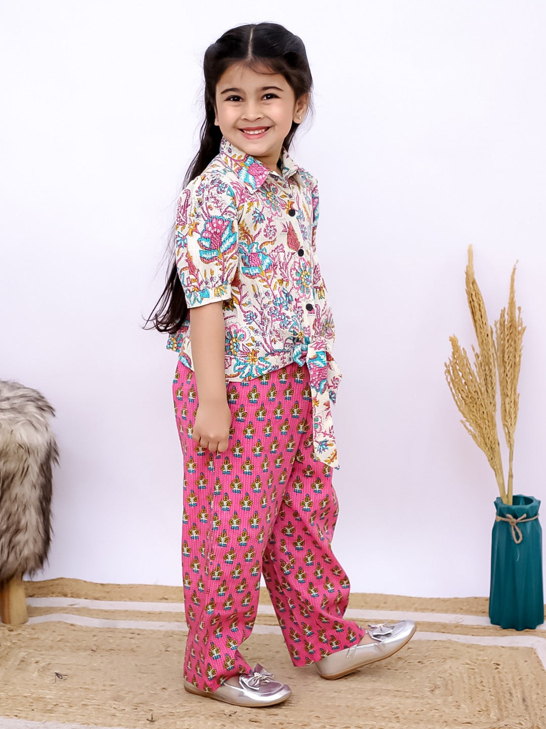 Unbind Kids' Casual Floral Top and Bottom Co-ord Sets