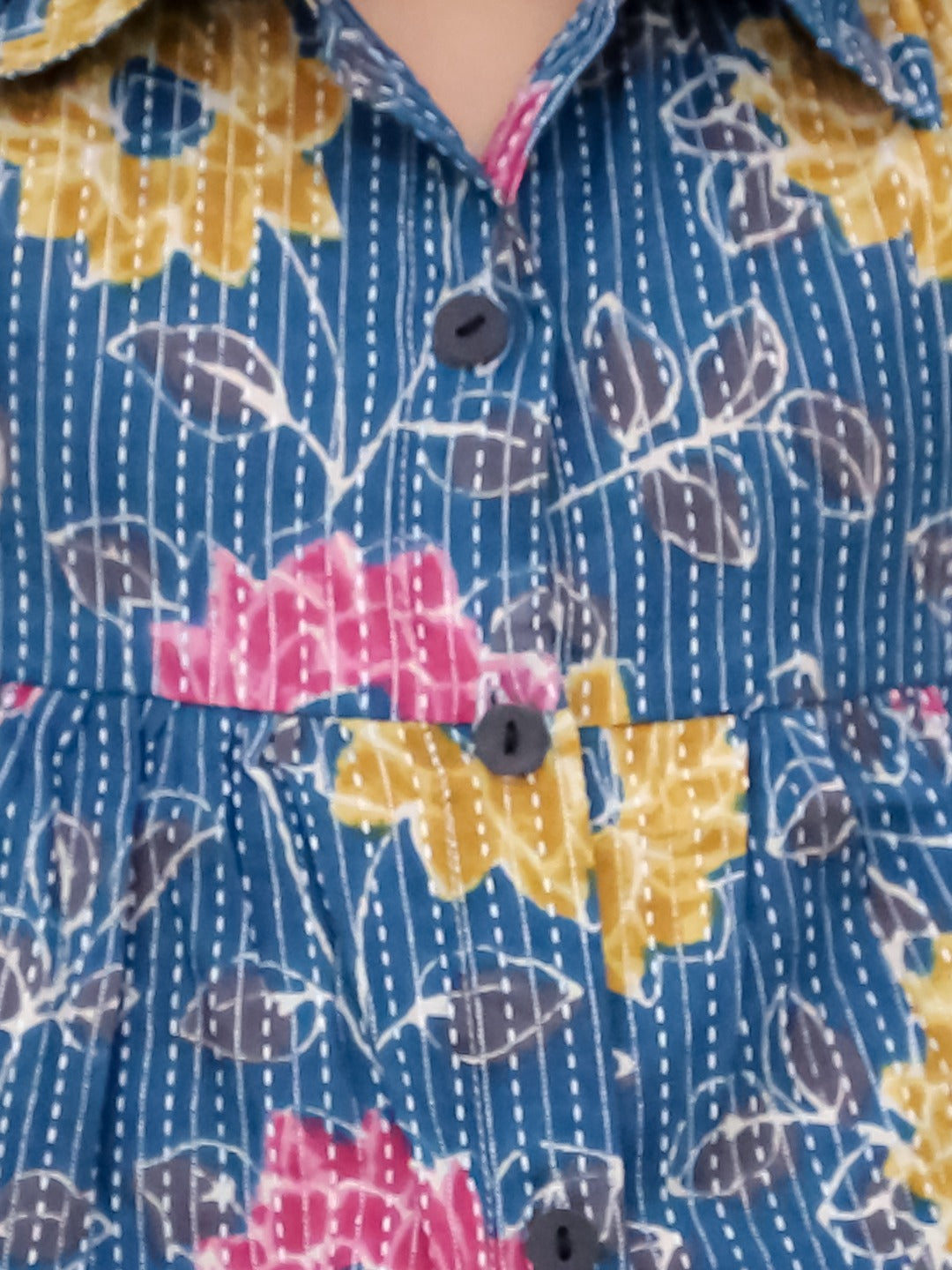 Unbind Kids' Casual Blue Floral Co-ord Set with Knot