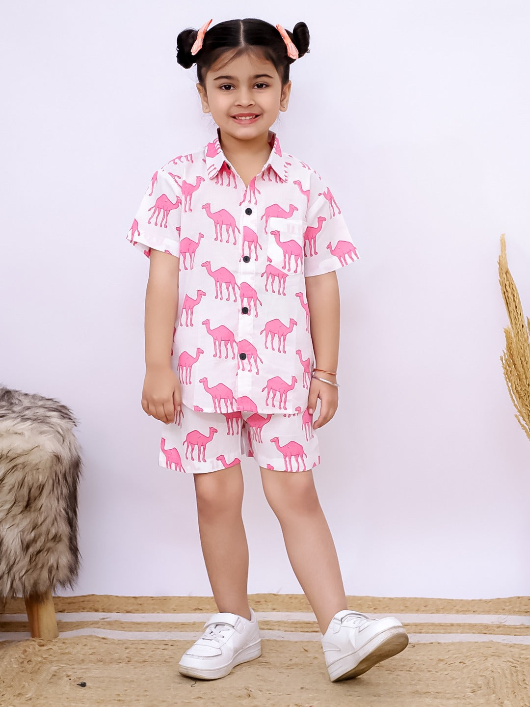 Kids White & Pink Camel Co-ord Set - Unbind