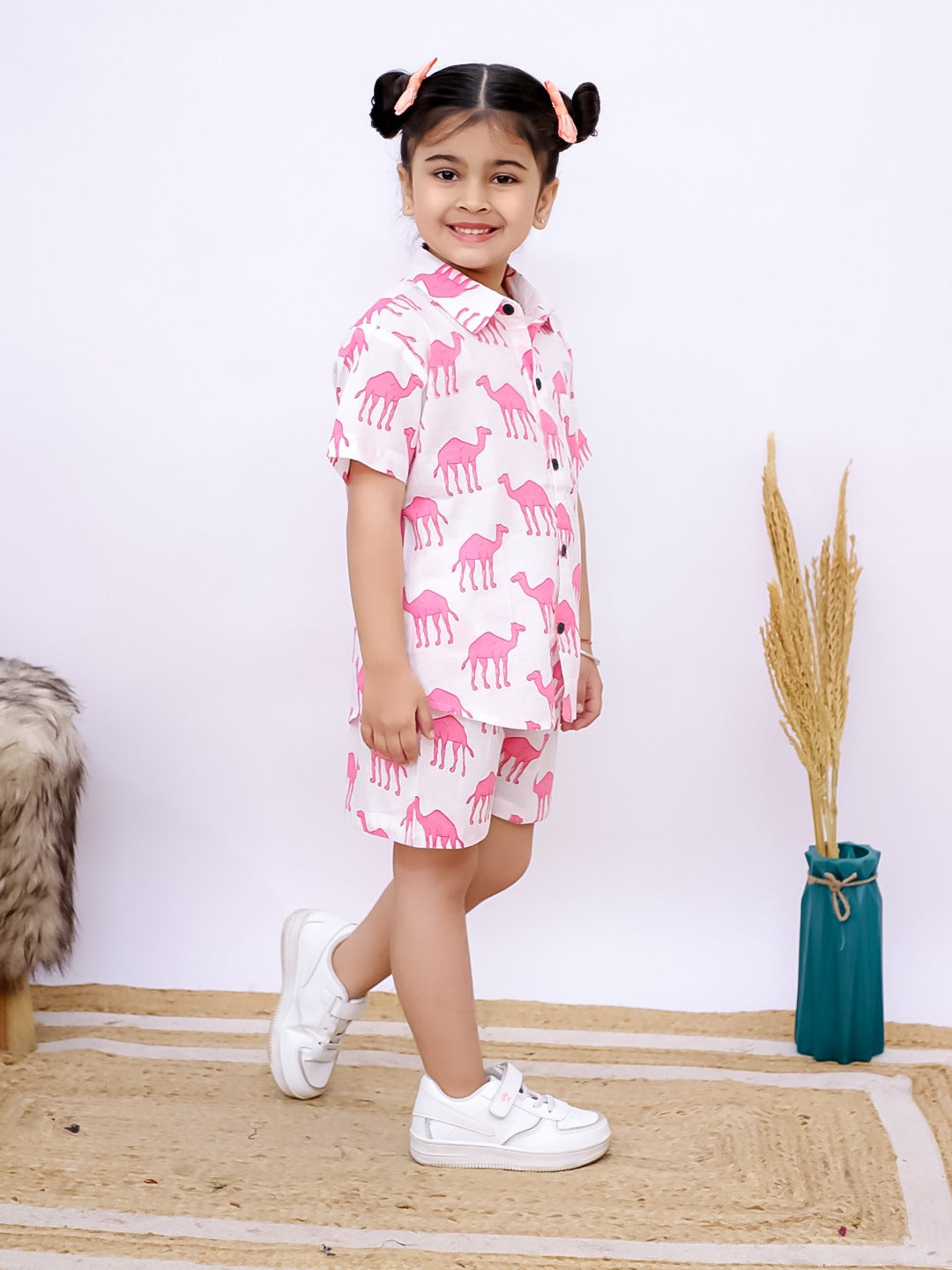 Kids White & Pink Camel Co-ord Set - Unbind