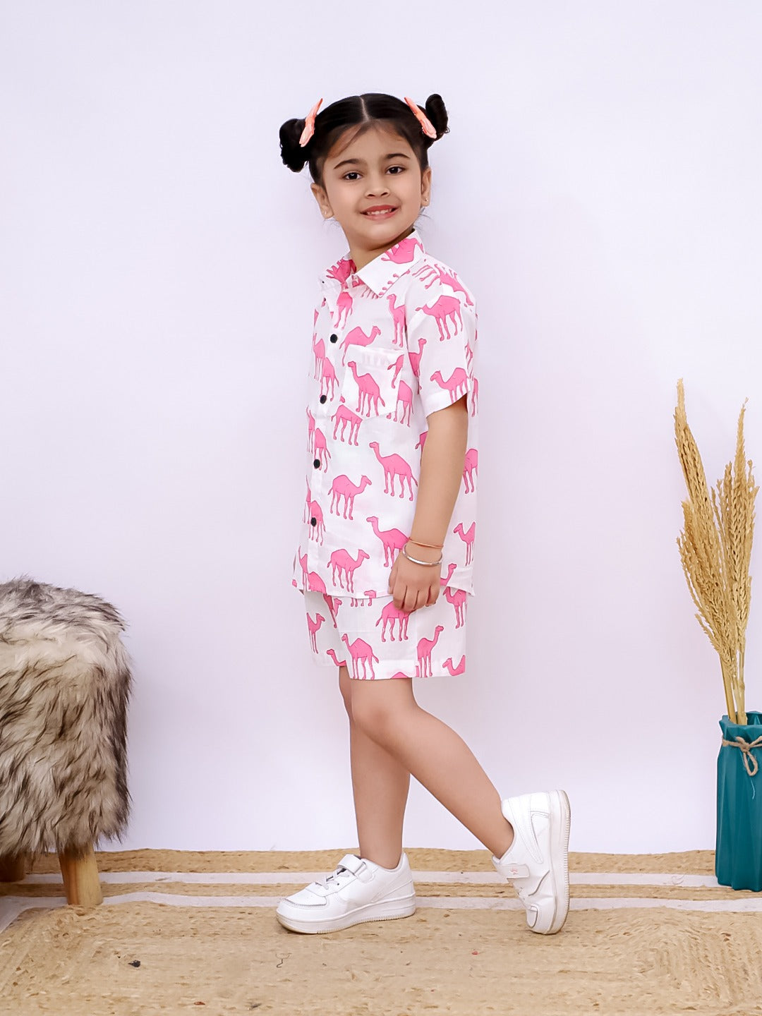 Kids White & Pink Camel Co-ord Set - Unbind