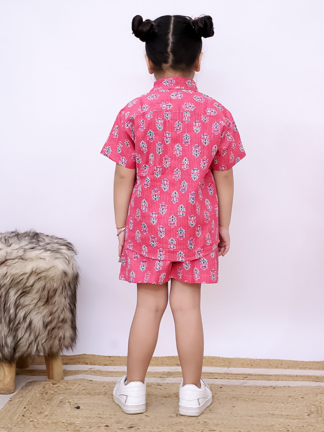 Girls Pink Cotton Co-Ord Set – Cactus Print | Unbind