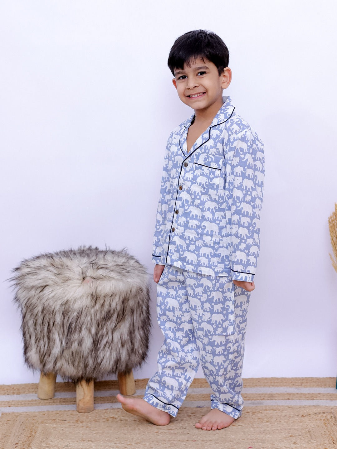 Unbind Kids Elephant Print Night Suit