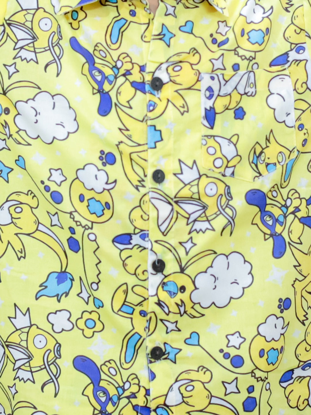 Unbind Boys Yellow Cartoon Print Co-Ord Set – Half Sleeves Shirt & Shorts