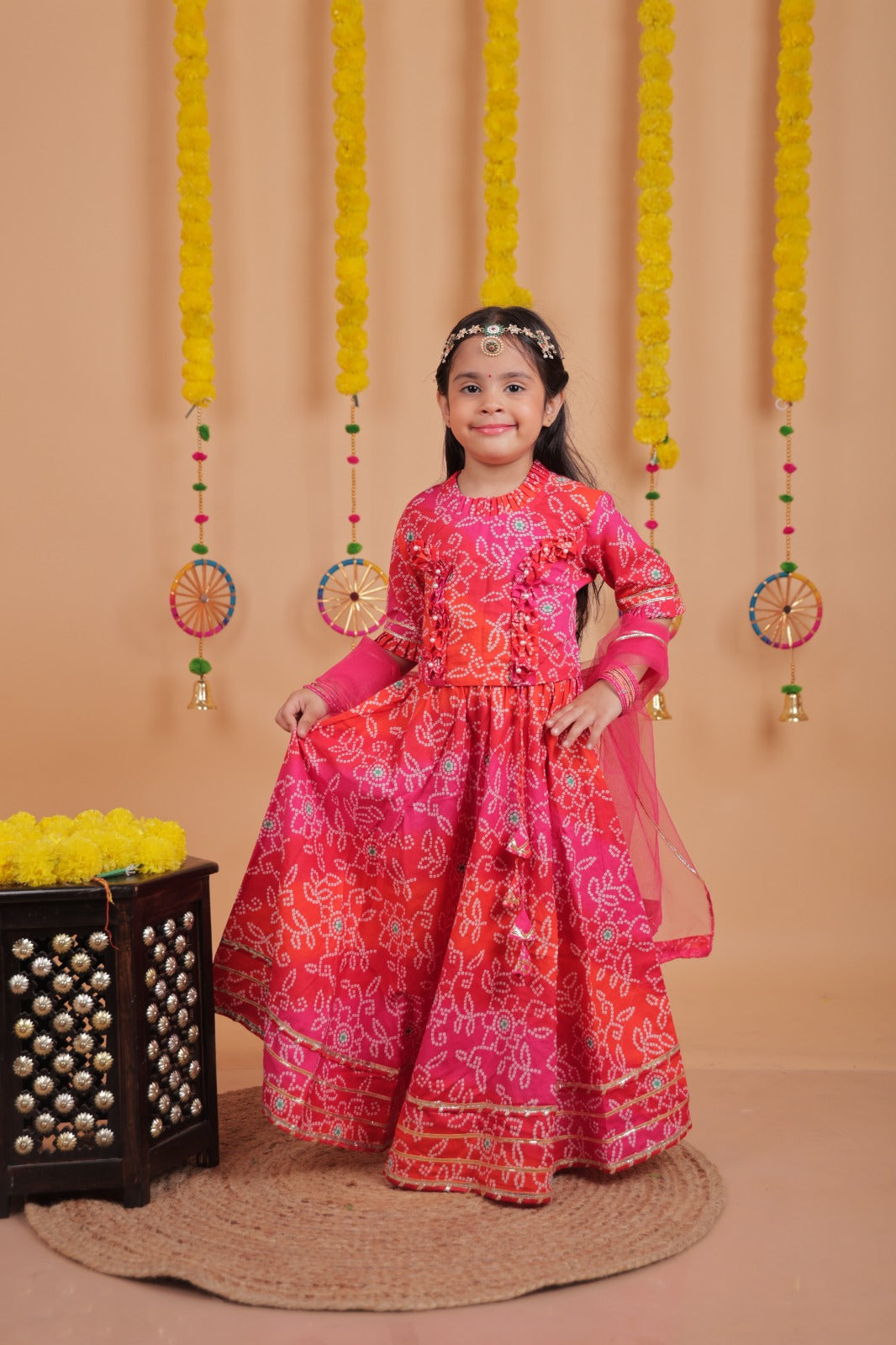 Girls Bandhani Lehenga Choli Set - Rakhi Special | Unbind