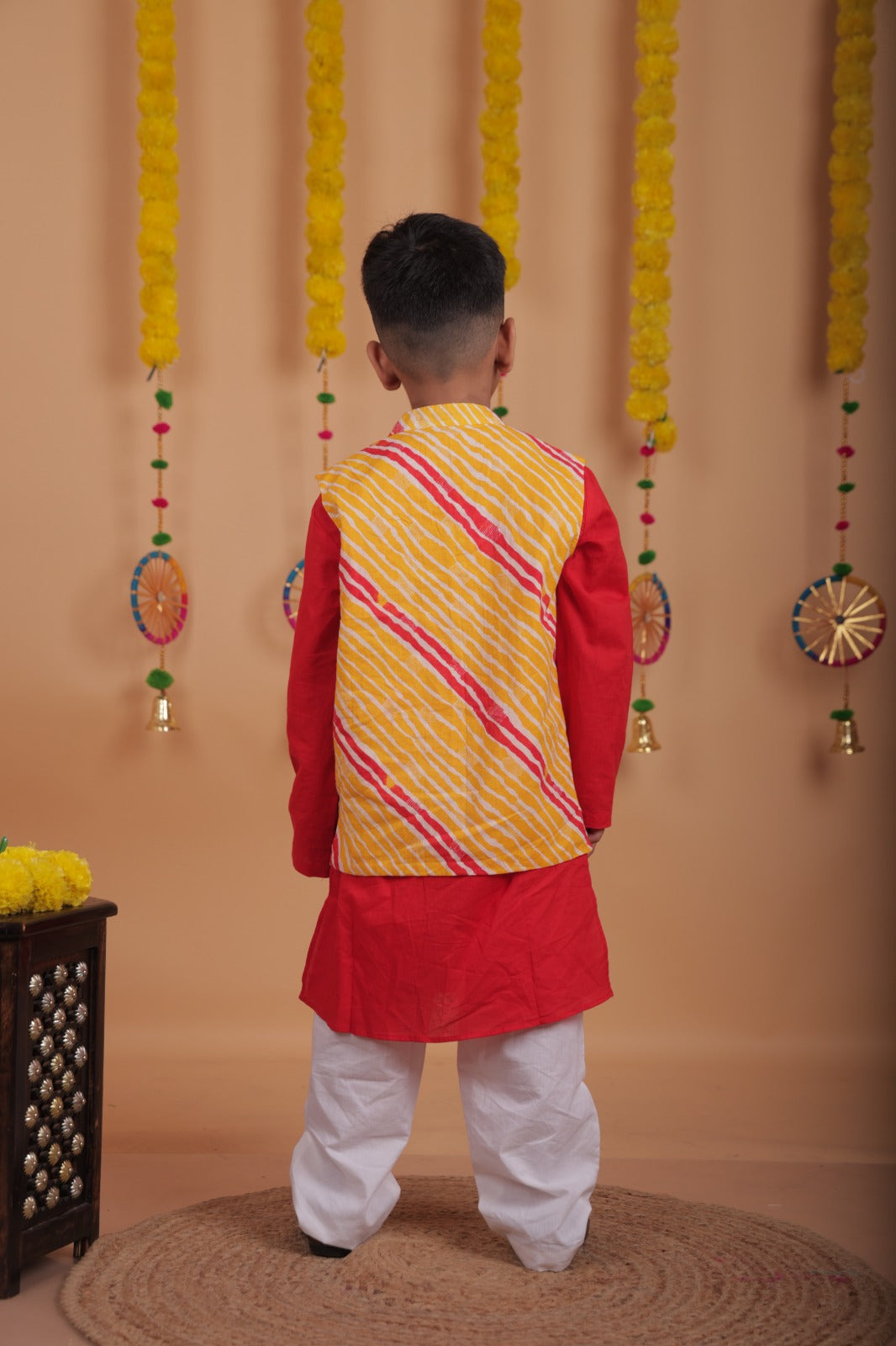 Festive Kurta Pajama Set with Printed Jacket for Boys