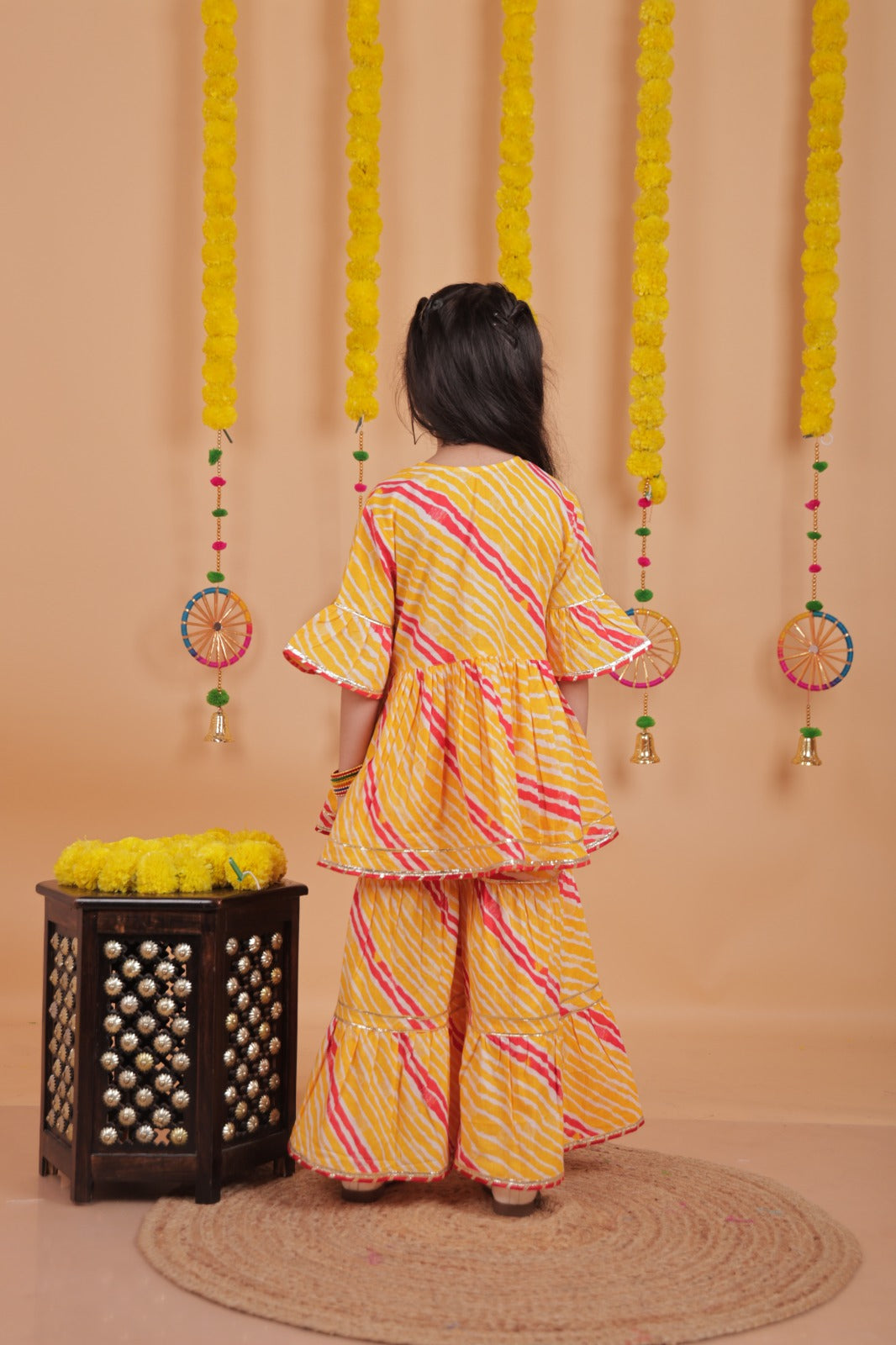 Bandhani Printed Stylish Top and Sharara Set – Girls Wear