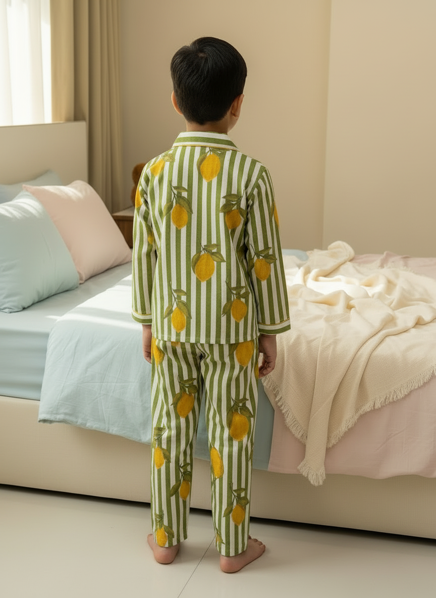 Kids Night Suits Mango Print on Green